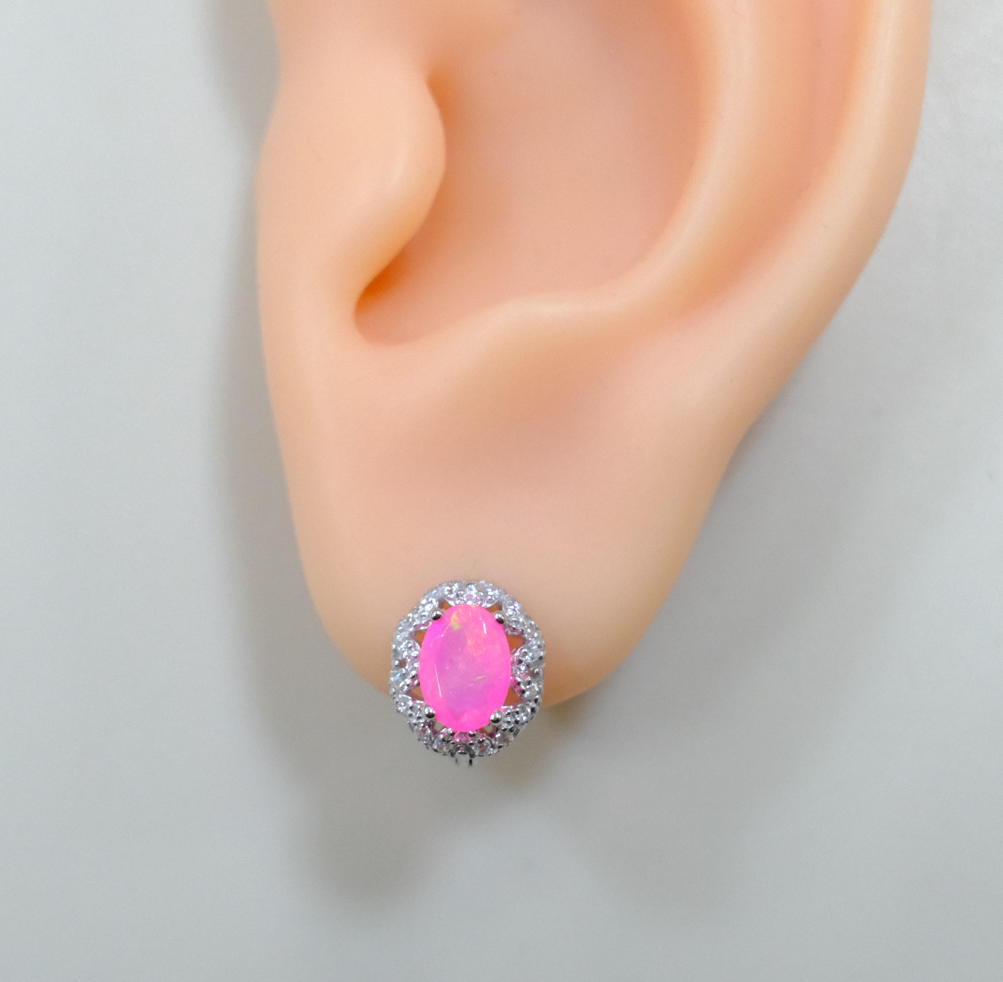 Серебряные серьги с розовыми опалами